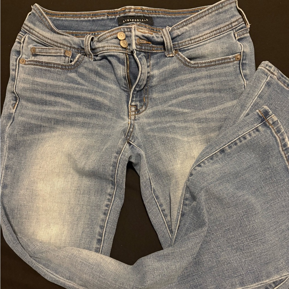 Aeropostale Blue Flared Jeans with Faded Design